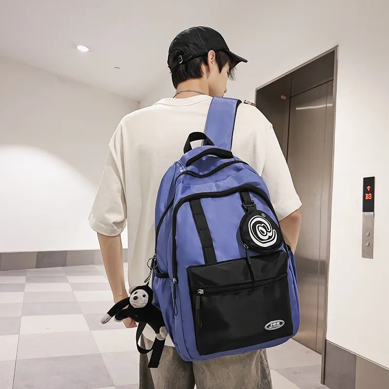 Wolfhorse Nylon Backpack Unisex Black/grey/white/deep Khaki/pink/blue-30