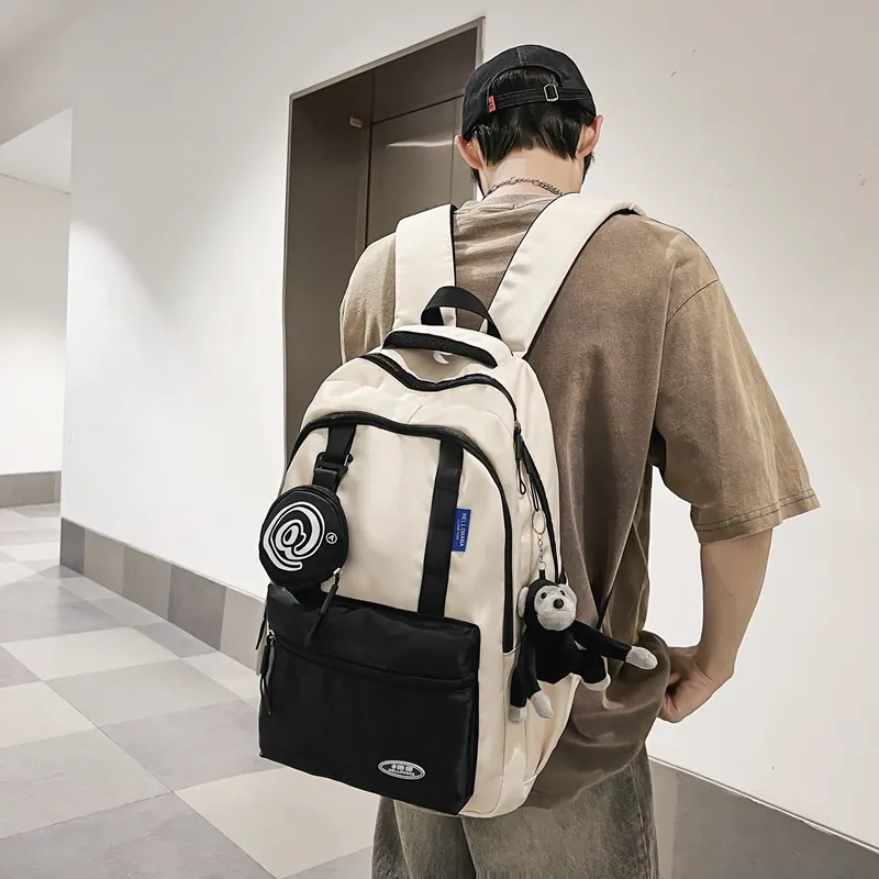 Wolfhorse Nylon Backpack Unisex Black/grey/white/deep Khaki/pink/blue-15