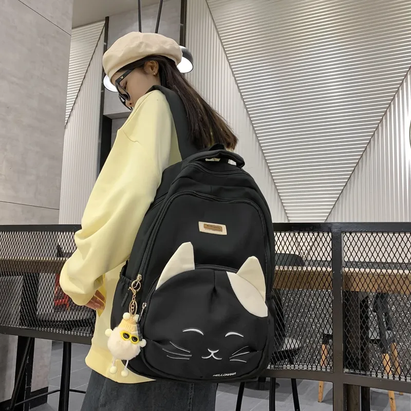 Wolfhorse Nylon Backpack Regular Unisex Black/Blue/Pink/White-3