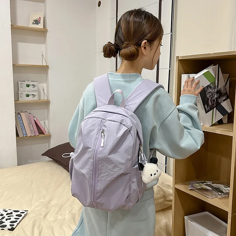 Wolfhorse Nylon Backpack Unisex Black/White/Pink/Yellow/Blue/Purple-40