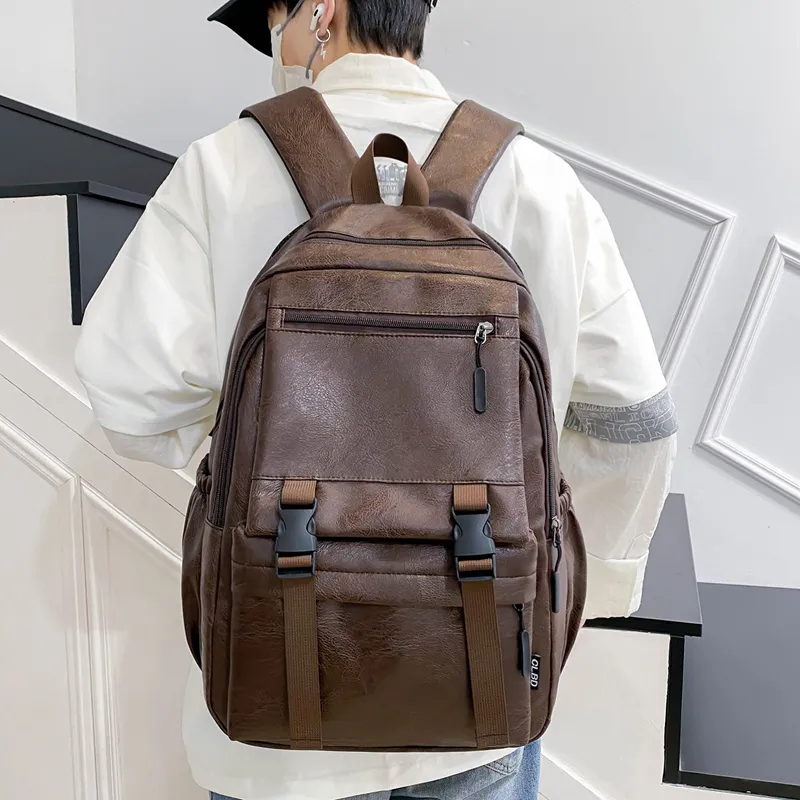 Wolfhorse PU Backpack Men's Brown/Black-9
