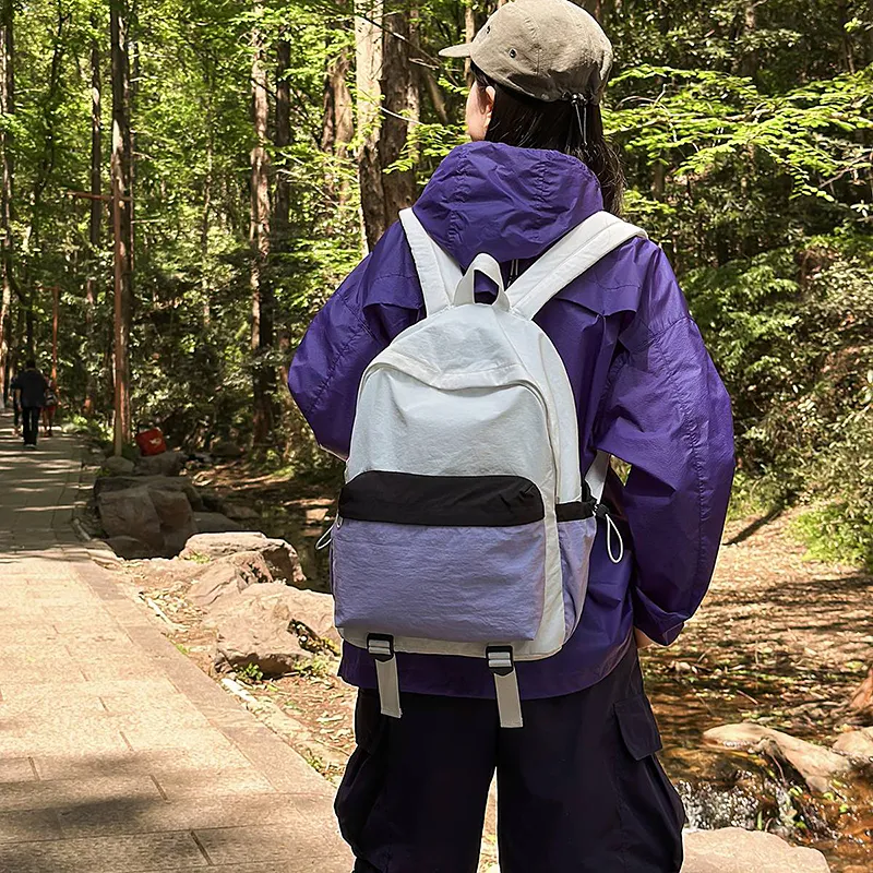 Wolfhorse Nylon Backpack Unisex Khaki & Black/Gray & Brown/White & Purple/White & Green/Blue-17