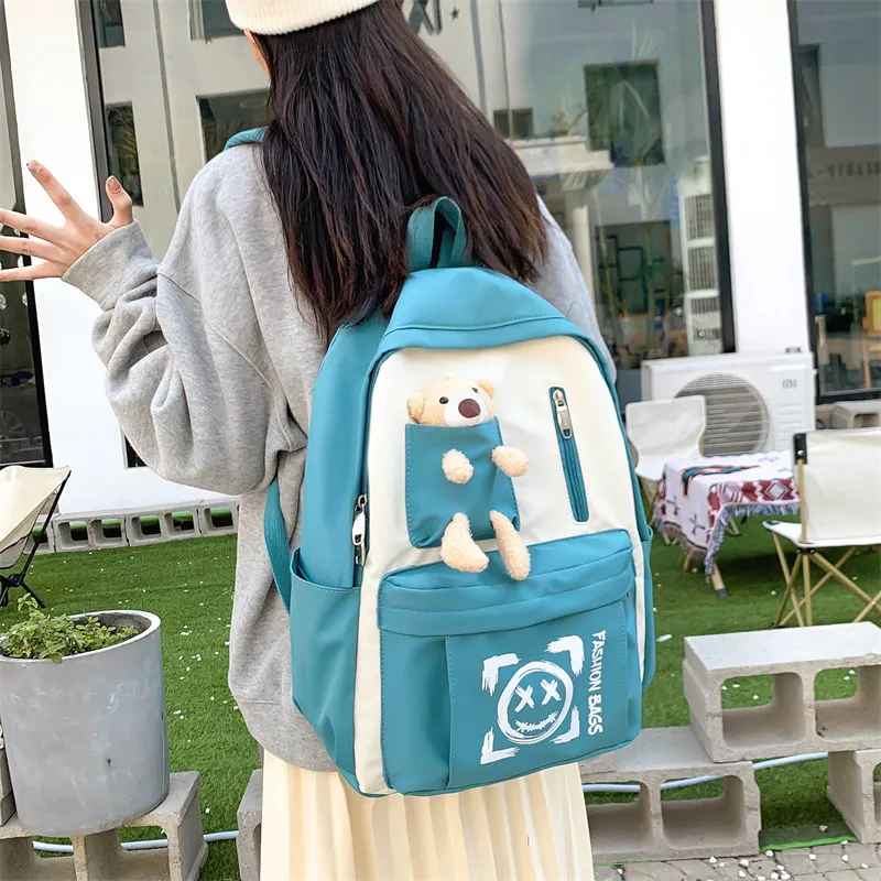 Wolfhorse Nylon Backpack Unisex Purple/Black/Cyan/Pink/Yellow-16