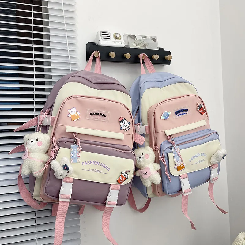 Wolfhorse Nylon Backpack Regular Unisex Black/Purple/Pink/Blue-24