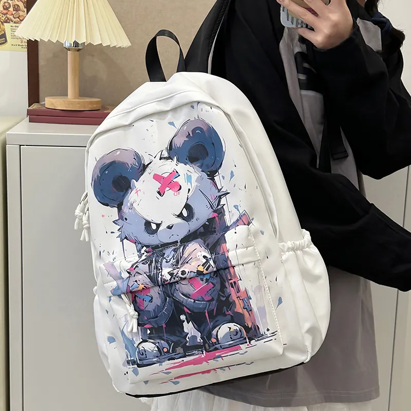 Wolfhorse Nylon Backpack Unisex Black Bear/White Bear-13