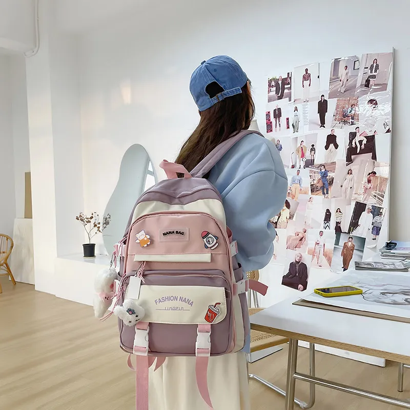 Wolfhorse Nylon Backpack Regular Unisex Black/Purple/Pink/Blue-18