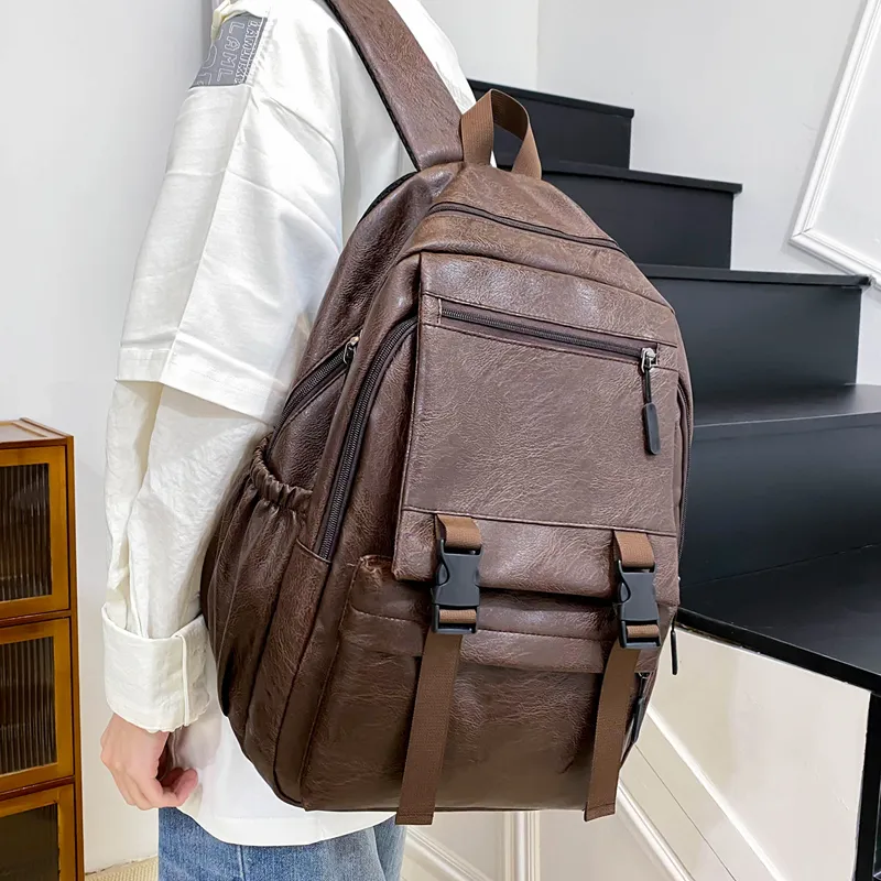 Wolfhorse PU Backpack Men's Brown/Black-10
