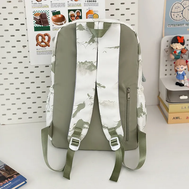 Tibai Nylon Backpack Regular Unisex Pink/Red/Black/Gray/Green-26