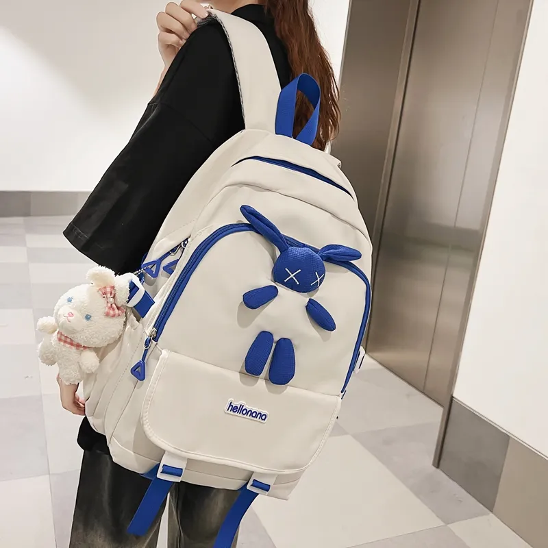 Wolfhorse Nylon Backpack Regular Unisex Black/White/Blue/Pink-9