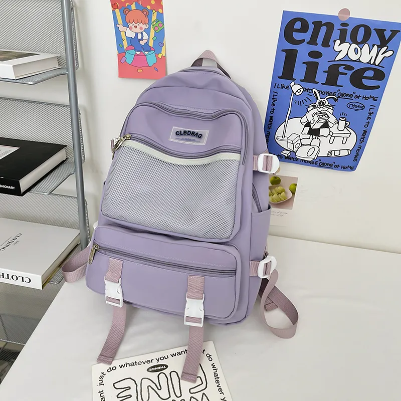 Wolfhorse Nylon Backpack Regular Unisex Blue/Pink/Black/Purple-7