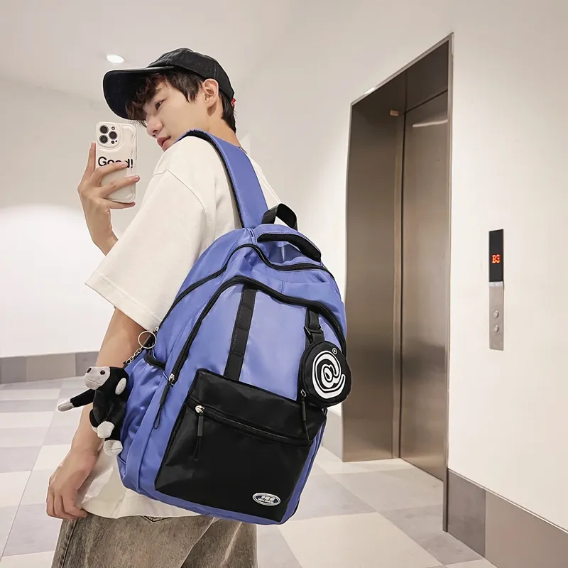 Wolfhorse Nylon Backpack Unisex Black/grey/white/deep Khaki/pink/blue-29