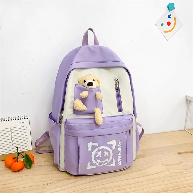 Wolfhorse Nylon Backpack Unisex Purple/Black/Cyan/Pink/Yellow-2