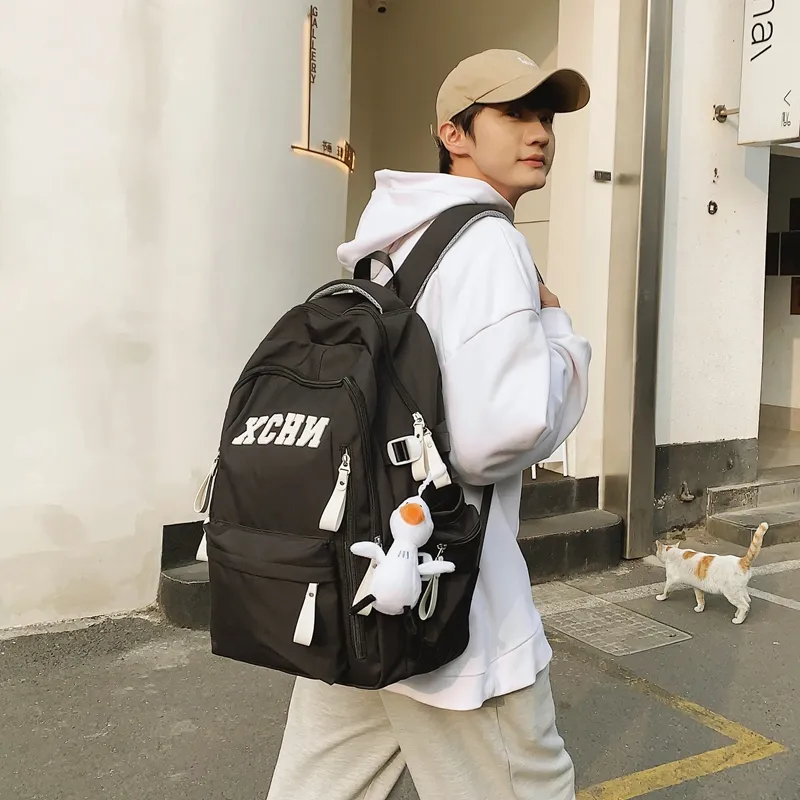 Tibai Nylon Backpack Unisex Printed Bear/Black/White Blue/White Red-13
