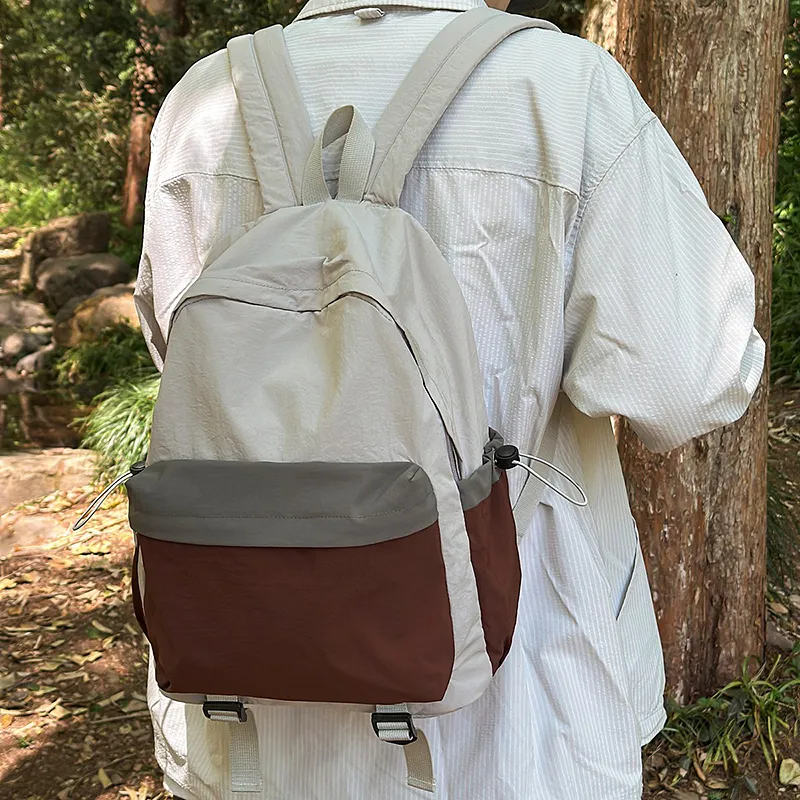 Wolfhorse Nylon Backpack Unisex Khaki & Black/Gray & Brown/White & Purple/White & Green/Blue-9