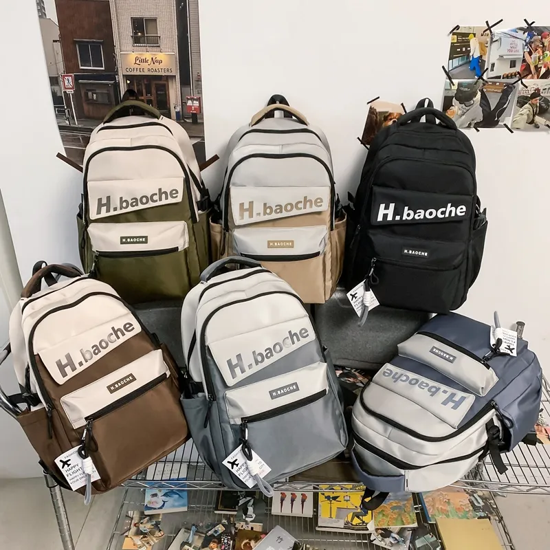 Wolfhorse Nylon Backpack Unisex Black/Green/Blue/Gray/Brown/Khaki-28