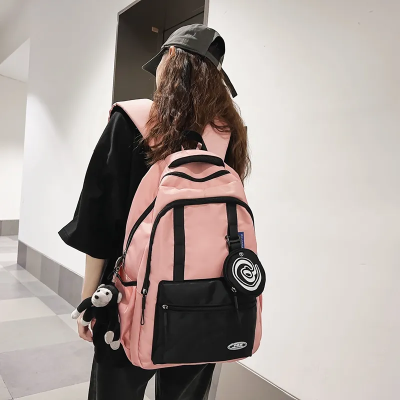 Wolfhorse Nylon Backpack Unisex Black/grey/white/deep Khaki/pink/blue-25