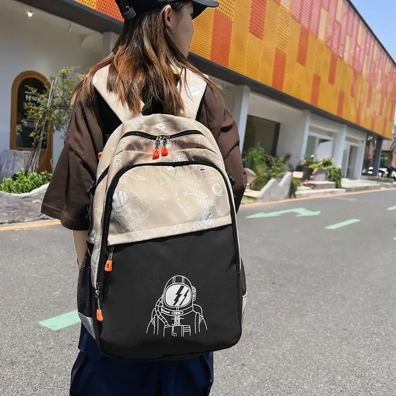 Wolfhorse Nylon Backpack Unisex Black/White/Khaki-20