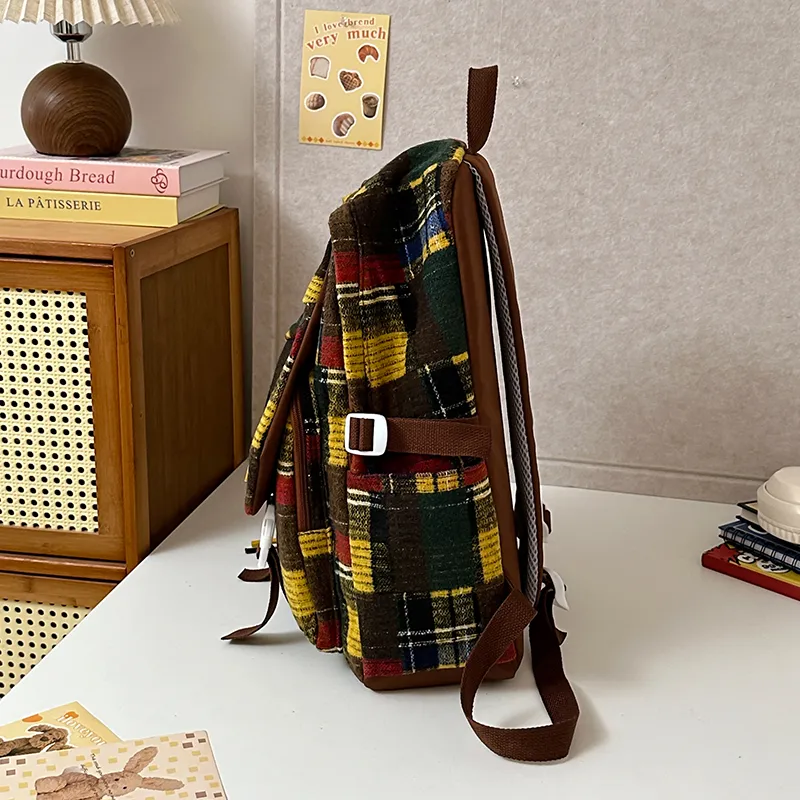 Tibai Nylon Backpack Regular Unisex Red/Yellow/Green-7