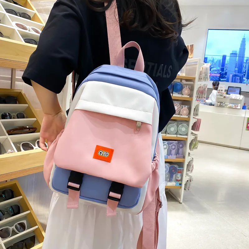 Wolfhorse Nylon Backpack Regular Unisex Pink With Blue/green With Orange/green With Black/black-5