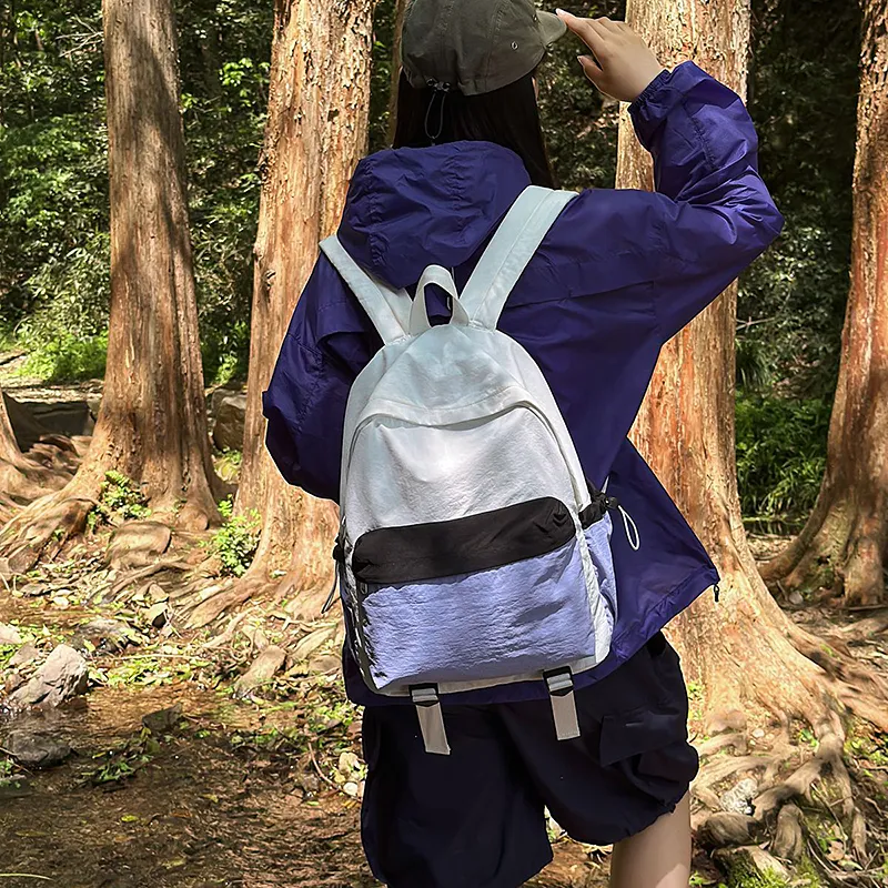 Wolfhorse Nylon Backpack Unisex Khaki & Black/Gray & Brown/White & Purple/White & Green/Blue-21