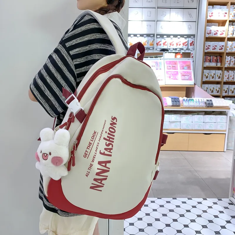 Wolfhorse Nylon Backpack Regular Unisex Black/white Gray/white Red/pink-13