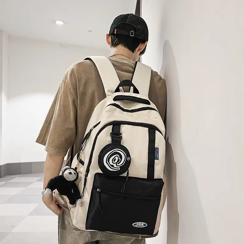 Wolfhorse Nylon Backpack Unisex Black/grey/white/deep Khaki/pink/blue-16