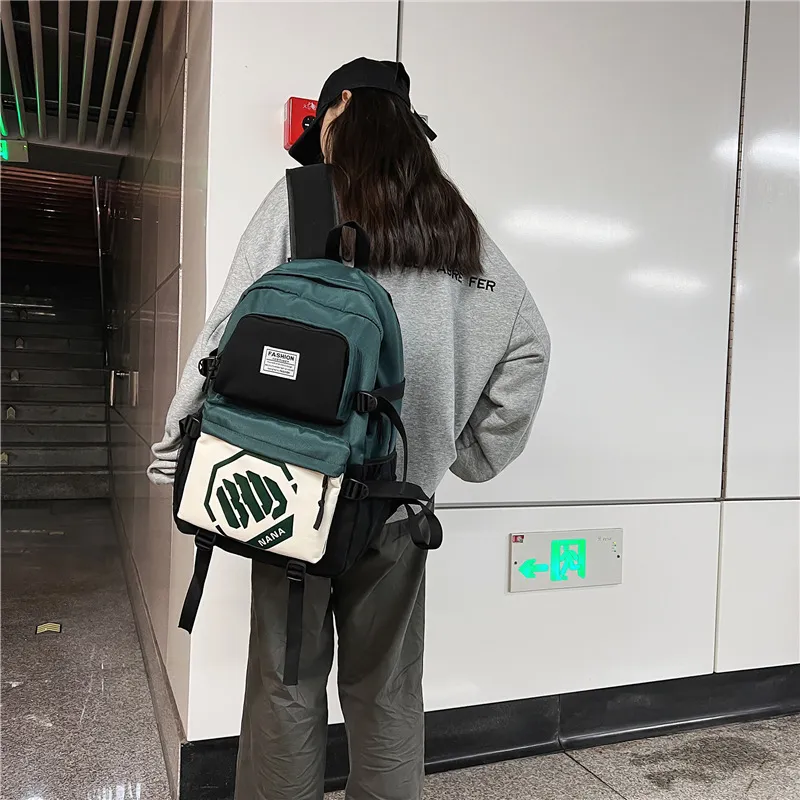 Wolfhorse Nylon Backpack Unisex Black/Black With White/Black With Blue/Black With Green-25