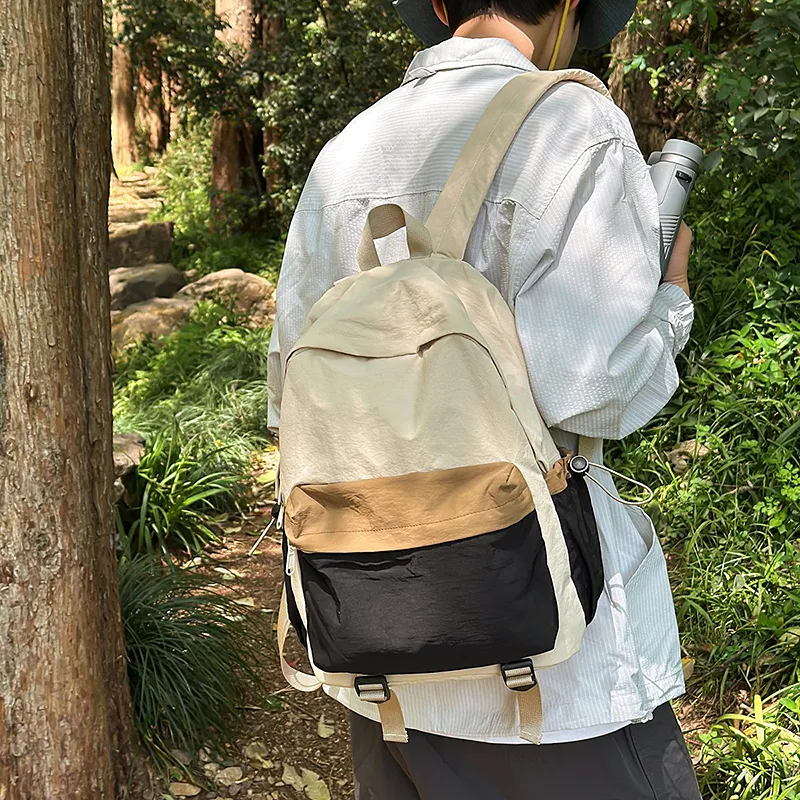 Wolfhorse Nylon Backpack Unisex Khaki & Black/Gray & Brown/White & Purple/White & Green/Blue-2