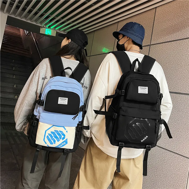 Wolfhorse Nylon Backpack Unisex Black/Black With White/Black With Blue/Black With Green-5