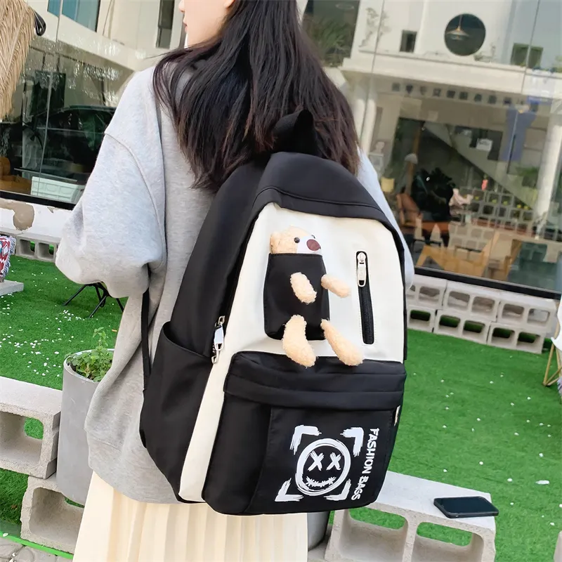 Wolfhorse Nylon Backpack Unisex Purple/Black/Cyan/Pink/Yellow-7