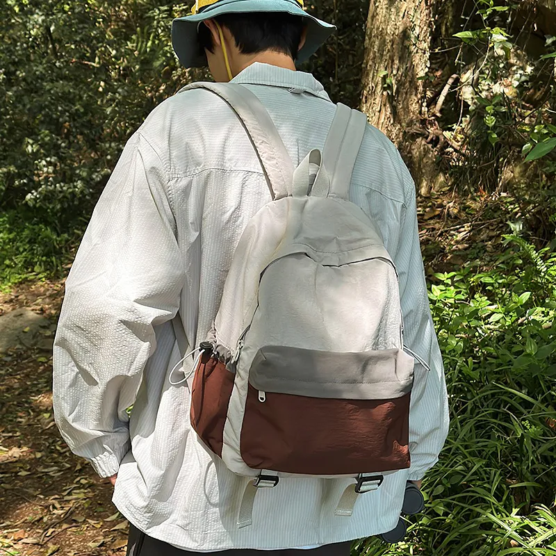 Wolfhorse Nylon Backpack Unisex Khaki & Black/Gray & Brown/White & Purple/White & Green/Blue-7