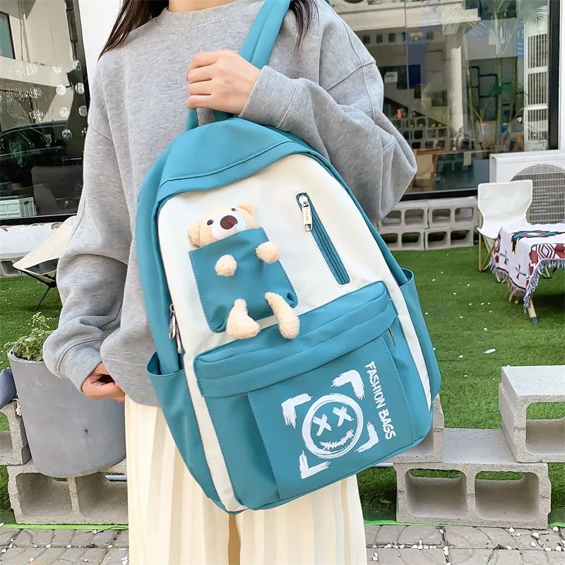 Wolfhorse Nylon Backpack Unisex Purple/Black/Cyan/Pink/Yellow-13