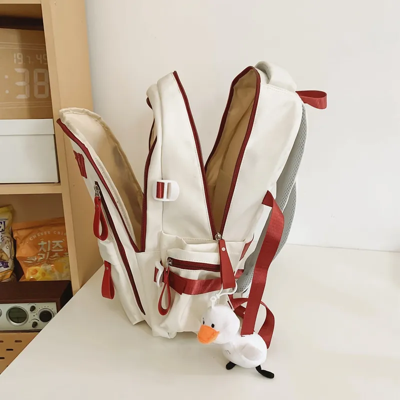 Tibai Nylon Backpack Unisex Printed Bear/Black/White Blue/White Red-21