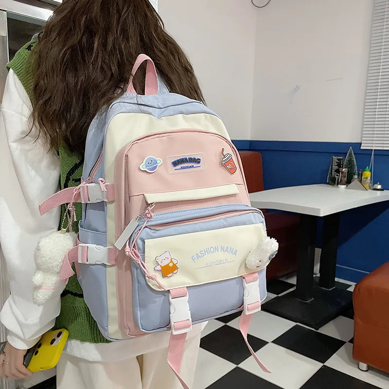 Wolfhorse Nylon Backpack Regular Unisex Black/Purple/Pink/Blue-8