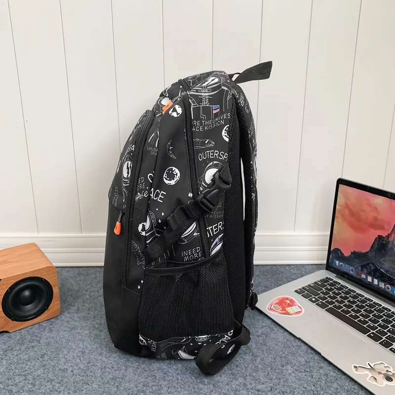 Wolfhorse Nylon Backpack Unisex Black/White/Khaki-2