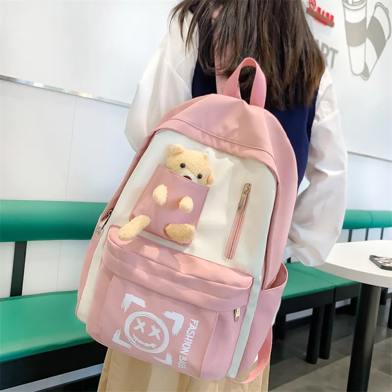 Wolfhorse Nylon Backpack Unisex Purple/Black/Cyan/Pink/Yellow-19