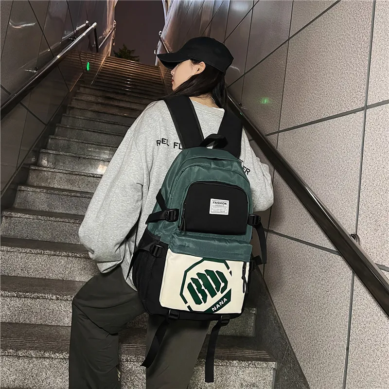 Wolfhorse Nylon Backpack Unisex Black/Black With White/Black With Blue/Black With Green-21