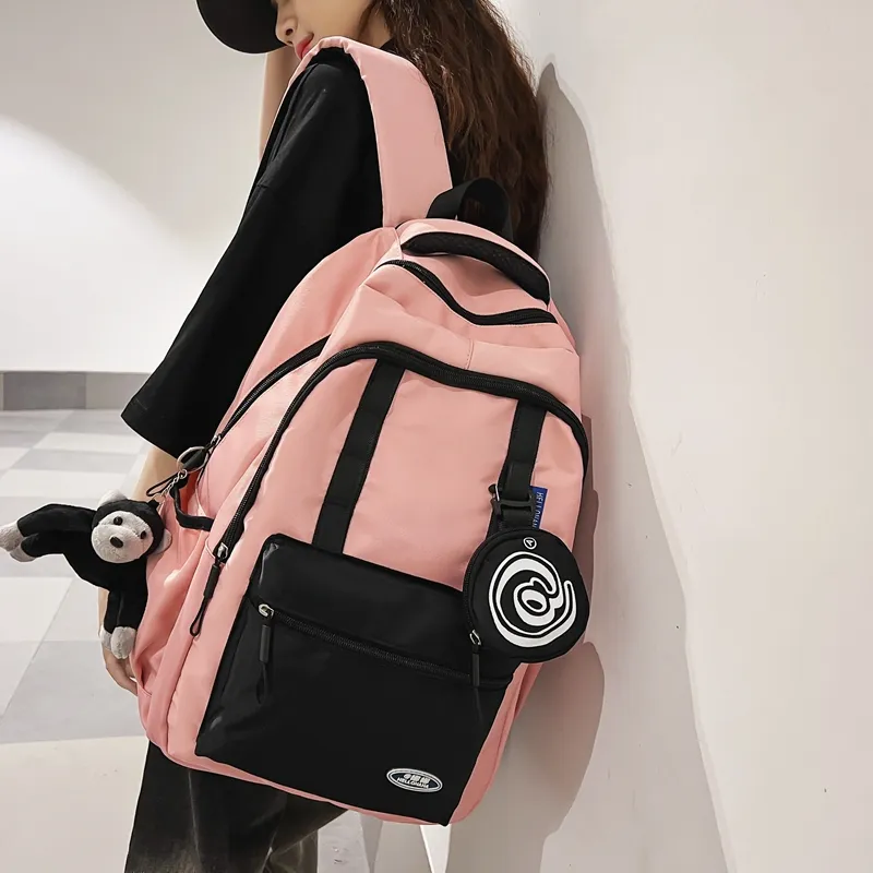 Wolfhorse Nylon Backpack Unisex Black/grey/white/deep Khaki/pink/blue-24