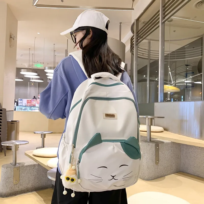 Wolfhorse Nylon Backpack Regular Unisex Black/Blue/Pink/White-23