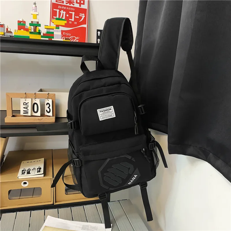 Wolfhorse Nylon Backpack Unisex Black/Black With White/Black With Blue/Black With Green-3