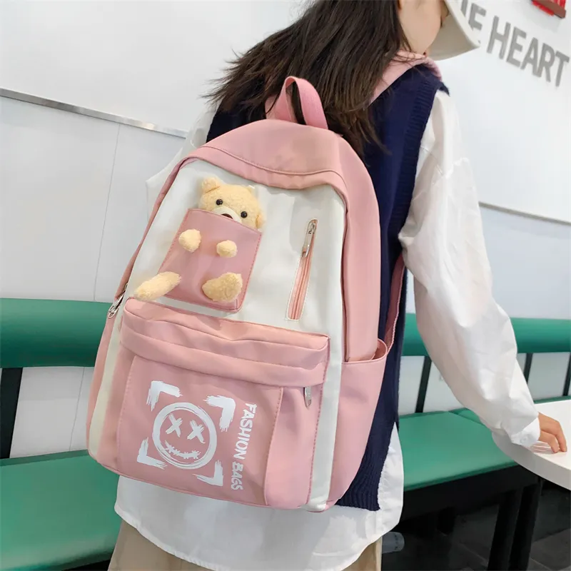 Wolfhorse Nylon Backpack Unisex Purple/Black/Cyan/Pink/Yellow-22