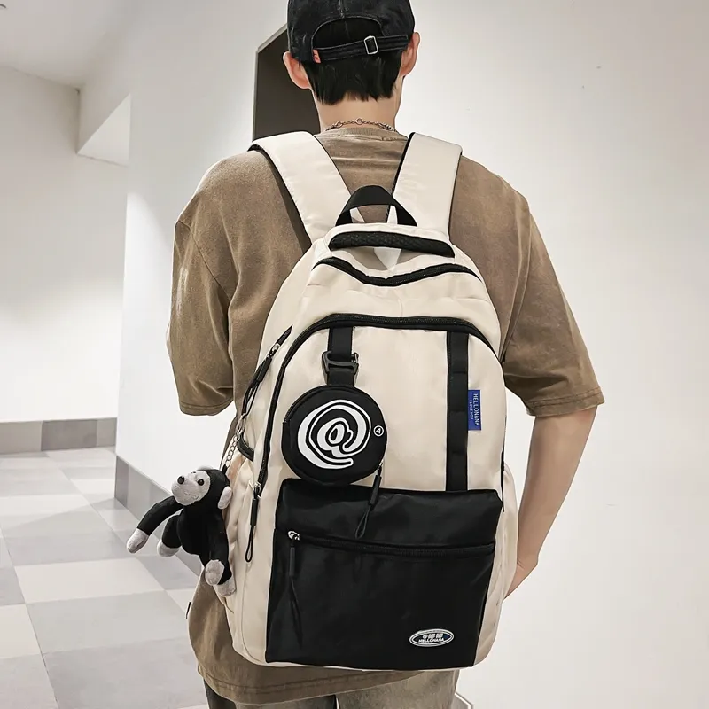 Wolfhorse Nylon Backpack Unisex Black/grey/white/deep Khaki/pink/blue-13