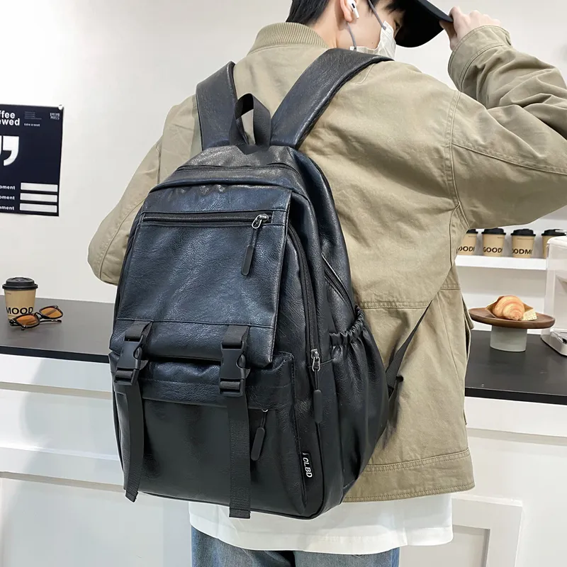 Wolfhorse PU Backpack Men's Brown/Black-5