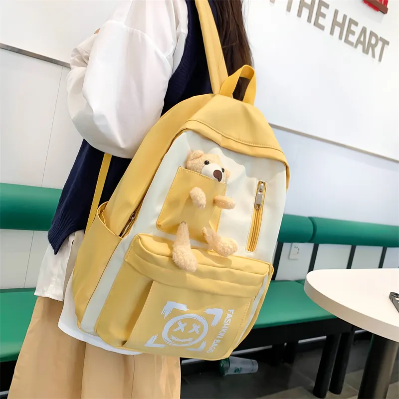 Wolfhorse Nylon Backpack Unisex Purple/Black/Cyan/Pink/Yellow-25