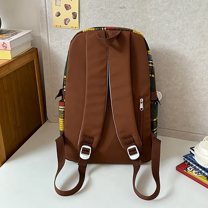 Tibai Nylon Backpack Regular Unisex Red/Yellow/Green-8