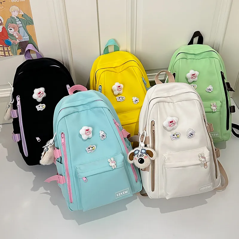 Wolfhorse Nylon Backpack Unisex Yellow/Blue/Green/White/Black-40
