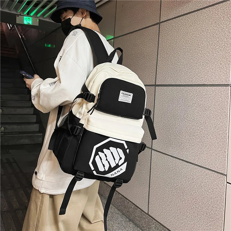 Wolfhorse Nylon Backpack Unisex Black/Black With White/Black With Blue/Black With Green-11