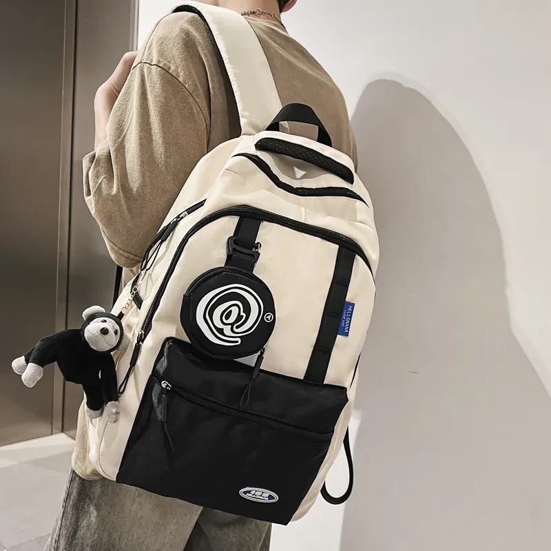 Wolfhorse Nylon Backpack Unisex Black/grey/white/deep Khaki/pink/blue-11