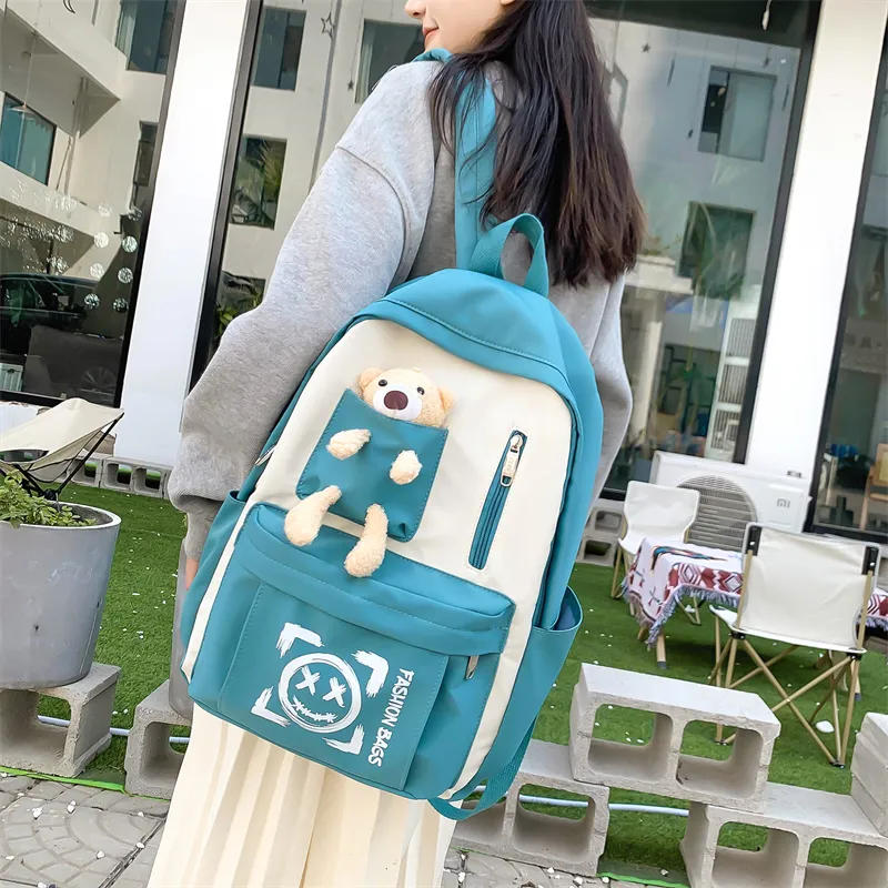 Wolfhorse Nylon Backpack Unisex Purple/Black/Cyan/Pink/Yellow-15