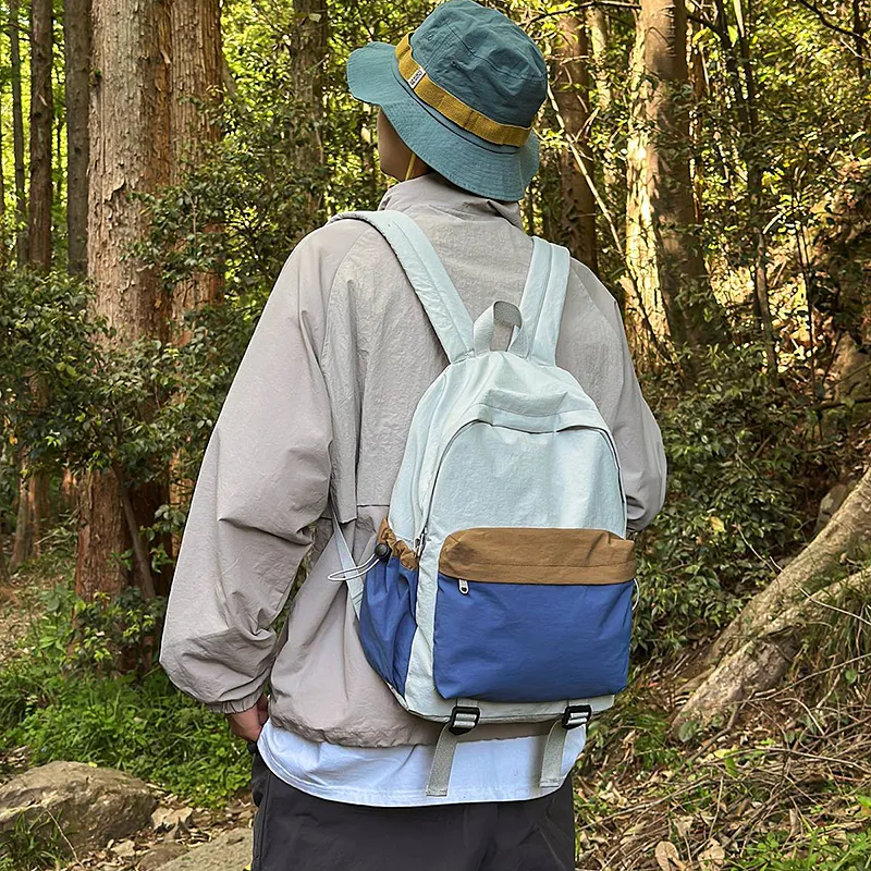 Wolfhorse Nylon Backpack Unisex Khaki & Black/Gray & Brown/White & Purple/White & Green/Blue-30